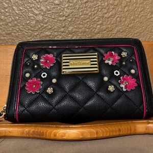 Betsy Johnson Qulited Flower Appliqué Clutch